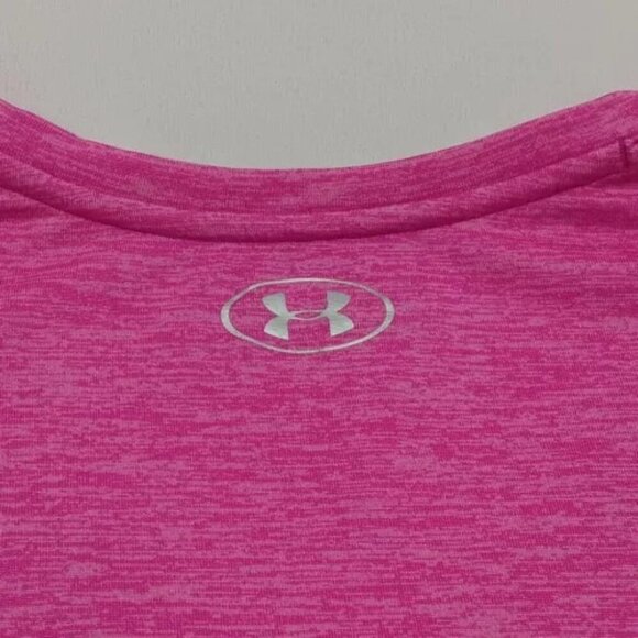 Under Armour UA Heatgear Women's Small Loose Fit Short Sleeve V-Neck Tee Pink - Picture 3 of 5
